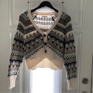 American Eagle Outfitters Black and Cream Knit Cardigan